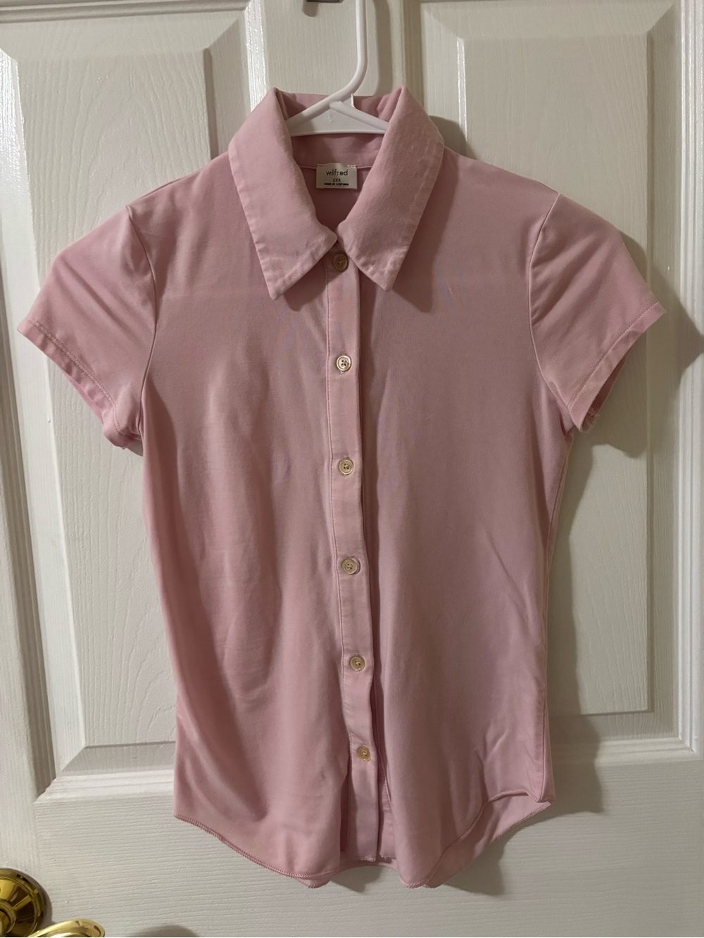 Wilfred Soft Pink Short-Sleeve Button-Front Top